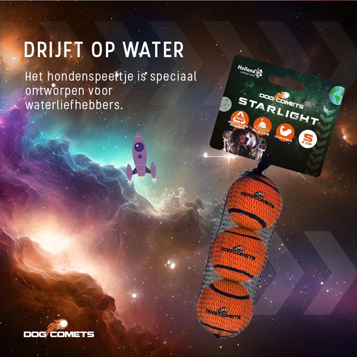 Tennisball für Hunde, schwimmfähig, Orange S, Ø 5 cm, 3 Stück – Dog Comets Starlight – Bild 6