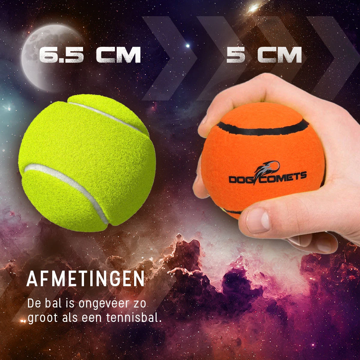 Tennisball für Hunde, schwimmfähig, Orange S, Ø 5 cm – Dog Comets Starlight – Bild 6