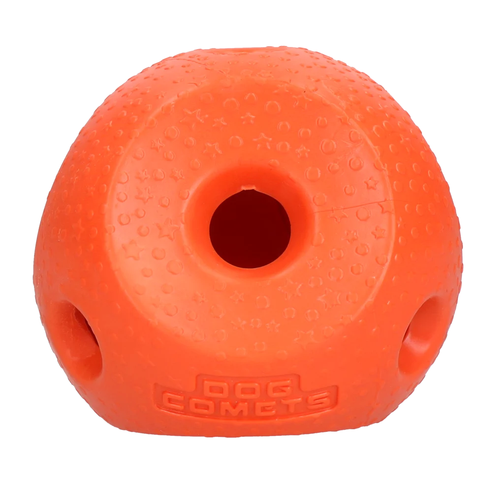 Leckerliball für Hunde aus TPR Gummi, orange – Dog Comets Treat Lock Ball – Bild 1