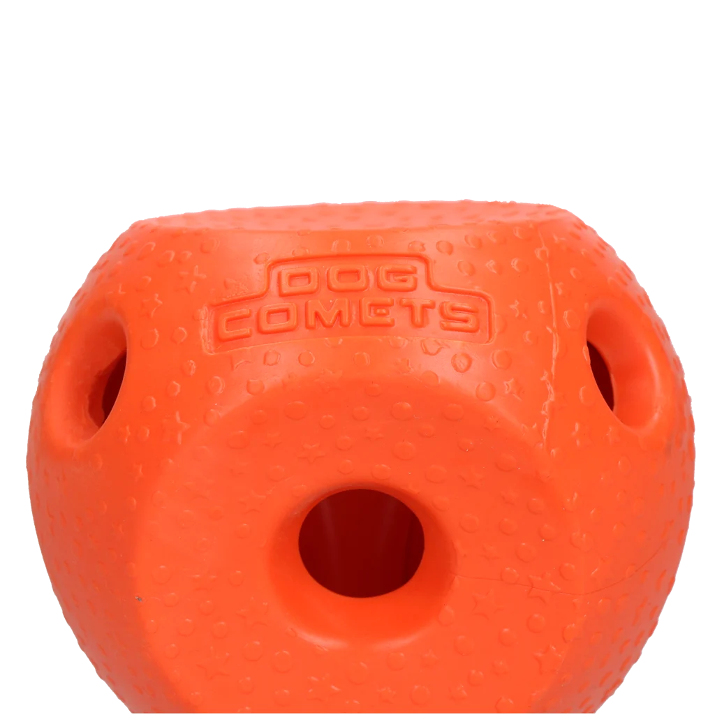 Leckerliball für Hunde aus TPR Gummi, orange – Dog Comets Treat Lock Ball – Bild 2