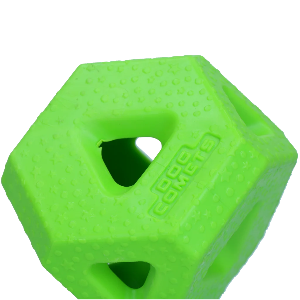 Snackwürfel aus TPR Gummi für Snacks und Kauknochen, Grün – Dog Comets Treat Lock Cube – Bild 2