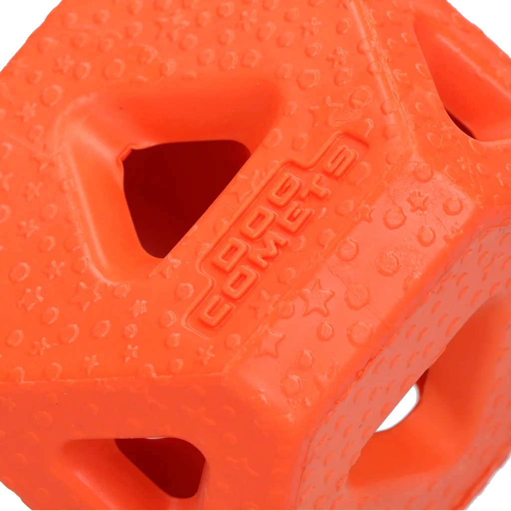 Leckerliwürfel aus TPR für Snacks und Kauknochen, Orange – Dog Comets Treat Lock Cube – Bild 2