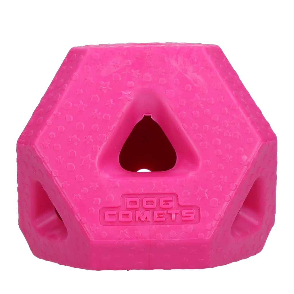 Leckerliwürfel aus TPR Gummi für Snacks und Kaustangen, Rosa – Dog Comets Treat Lock Cube – Bild 1
