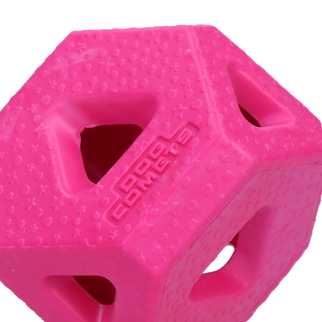 Leckerliwürfel aus TPR Gummi für Snacks und Kaustangen, Rosa – Dog Comets Treat Lock Cube – Bild 2