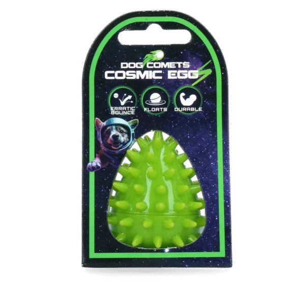Apportierspielzeug in Eiform mit Quietscher und Noppen, Grün S, Ø 50 x 60 mm – Dog Comets Cosmic Egg