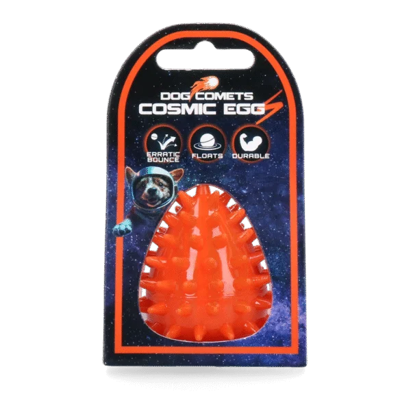 Apportierspielzeug in Eiform mit Quietscher und Noppen, Orange S, Ø 50 x 60 mm – Dog Comets Cosmic Egg