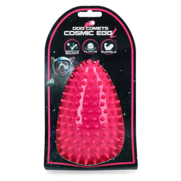 Apportierspielzeug in Eiform mit Quietscher und Noppen, Rosa L, Ø 100 x 150 mm – Dog Comets Cosmic Egg