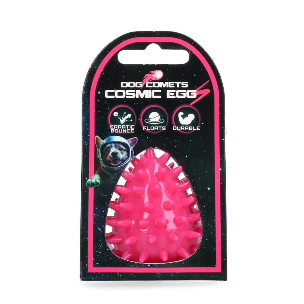 Eiförmiges Apportierspielzeug mit Quietscher und Noppen, Rosa S, Ø 50 x 60 mm – Dog Comets Cosmic Egg – Bild 1
