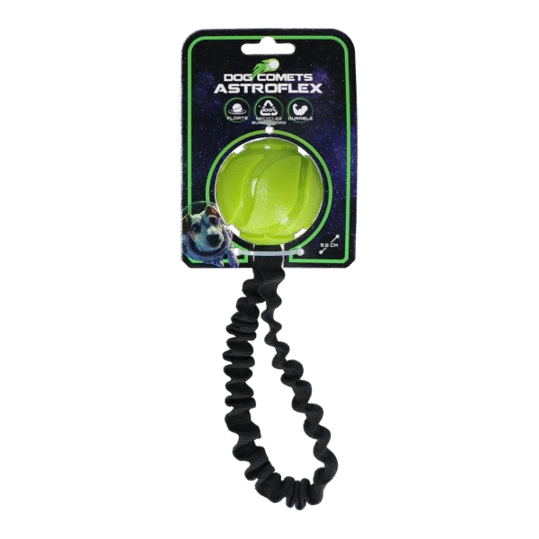 Hundeball mit elastischem Band, Ø 65 x 220 mm, Grün – Dog Comets AstroFlex