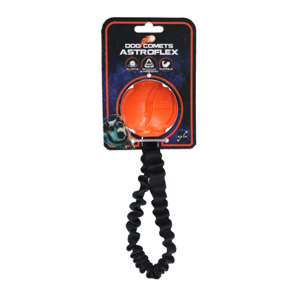 Hundeball mit elastischem Band, Ø 65 x 220 mm, Orange – Dog Comets AstroFlex