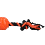 Hundeball mit Zerrseil, 6 cm, Orange – Dog Comets AstroTug – Bild 3