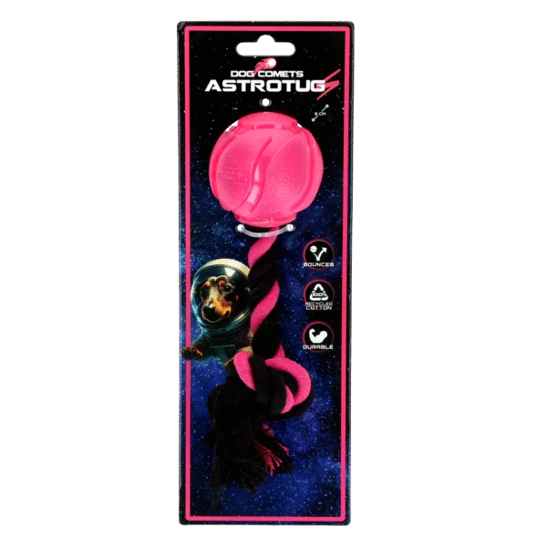 Hundeball mit Tau, 6 cm, Rosa – Dog Comets AstroTug