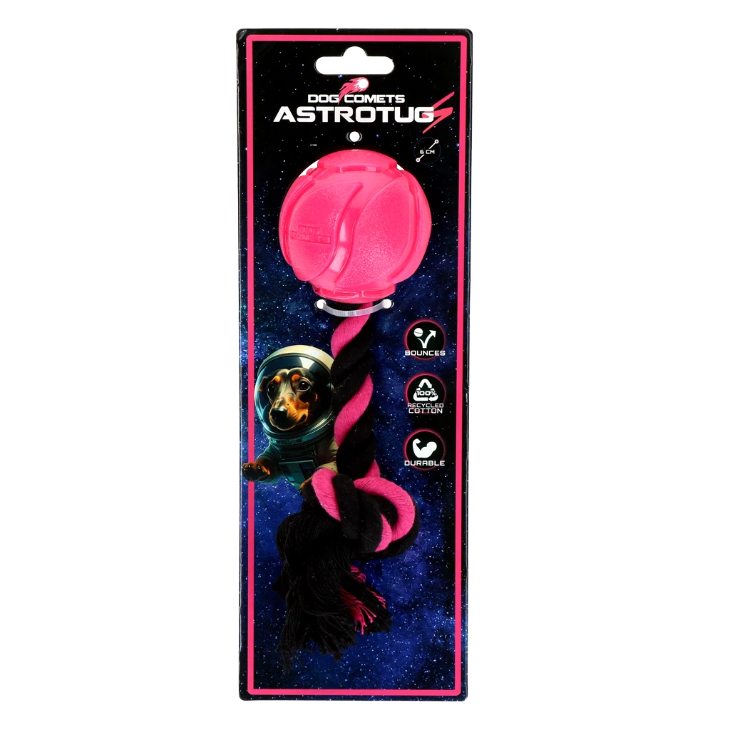 Hundeball mit Tau, 6 cm, Rosa – Dog Comets AstroTug – Bild 1
