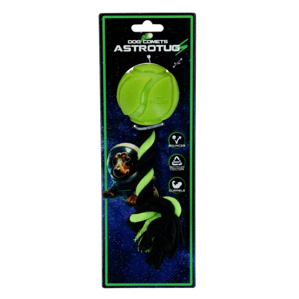 Hundeball mit Tau, 6 cm, Grün – Dog Comets AstroTug