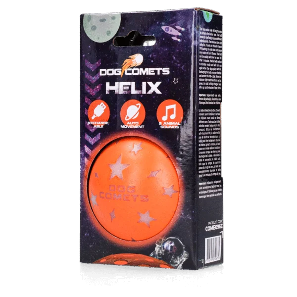 Hunde Bewegungsspielball mit Tiergeräuschen, Orange – Dog Comets Helix