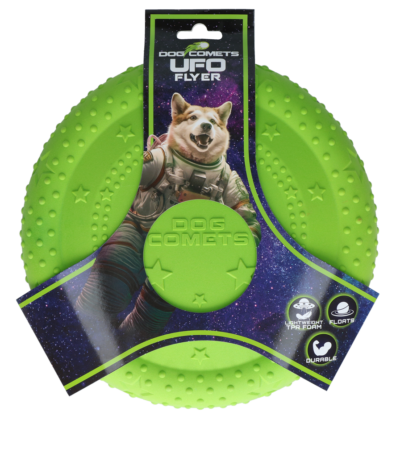 Hundefrisbee aus TPR Schaumstoff, schwimmfähig, Grün M – Dog Comets UFO Flyer