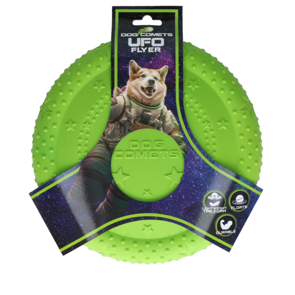Hundefrisbee aus TPR Schaumstoff, schwimmfähig, Grün M – Dog Comets UFO Flyer