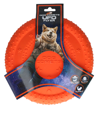 Hundefrisbee aus TPR Schaumgummi, schwimmfähig, Orange, M – Dog Comets UFO Flyer