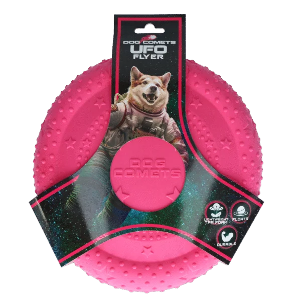 Hundefrisbee aus Schaumstoff, schwimmfähig, pink M – Dog Comets UFO Flyer