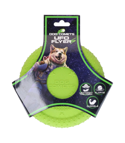 Hundefrisbee aus TPR Schaumgummi, schwimmfähig, Grün S – Dog Comets UFO Flyer