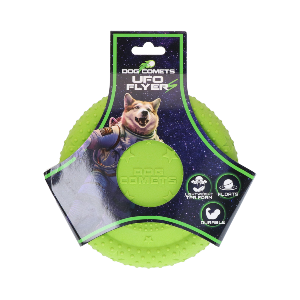 Hundefrisbee aus TPR Schaumgummi, schwimmfähig, Grün S – Dog Comets UFO Flyer