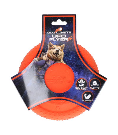 Hundefrisbee aus TPR Schaumgummi, schwimmfähig, Orange, S – Dog Comets UFO Flyer