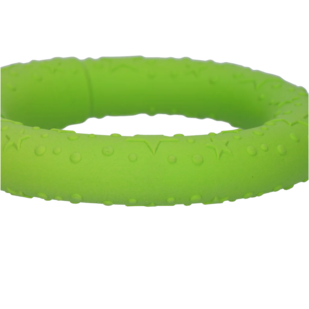Wurfring für Hunde aus Schaumstoff, schwimmfähig, Grün M, Ø 19 cm – Dog Comets UFO Ring – Bild 4