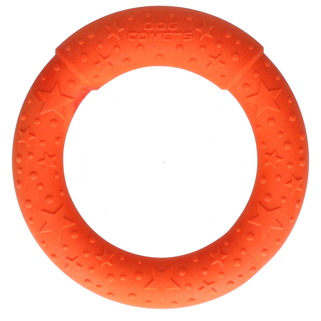 Wurfring für Hunde aus Schaumgummi, schwimmfähig, orange, M, Ø 19 cm – Dog Comets UFO Ring – Bild 3