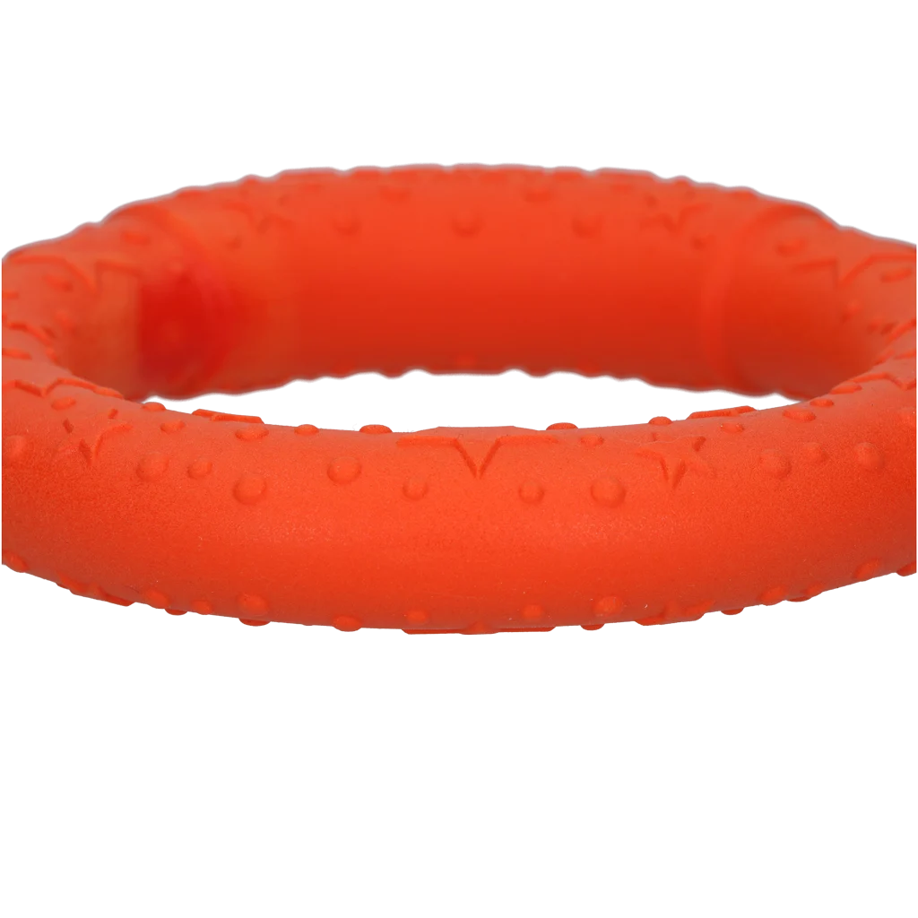 Wurfring für Hunde aus Schaumgummi, schwimmfähig, orange, M, Ø 19 cm – Dog Comets UFO Ring – Bild 4