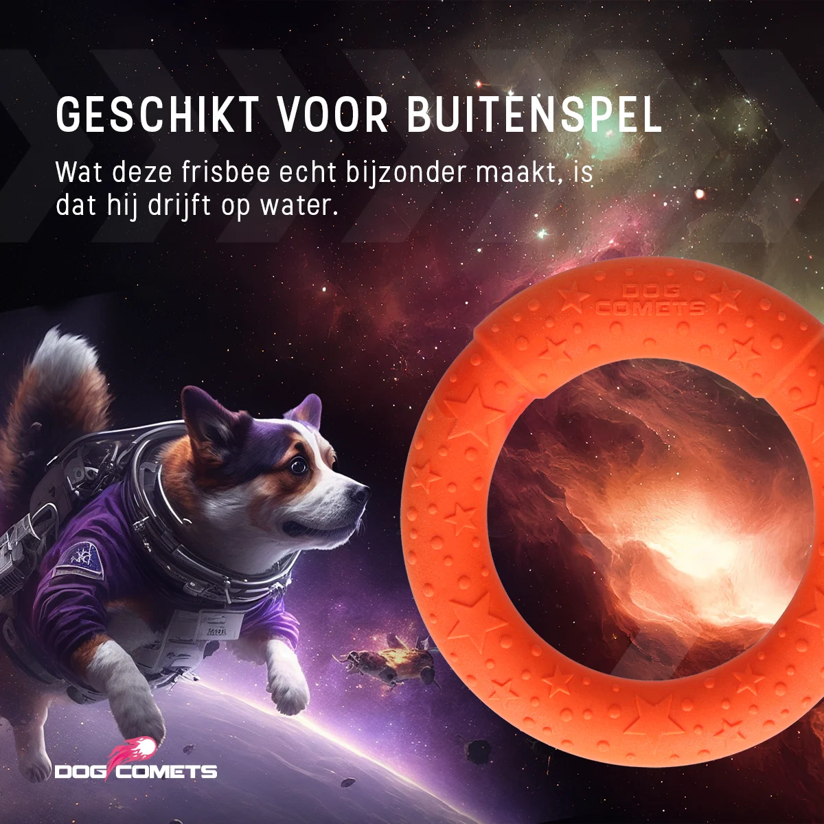 Wurfring für Hunde aus Schaumgummi, schwimmfähig, orange, M, Ø 19 cm – Dog Comets UFO Ring – Bild 5