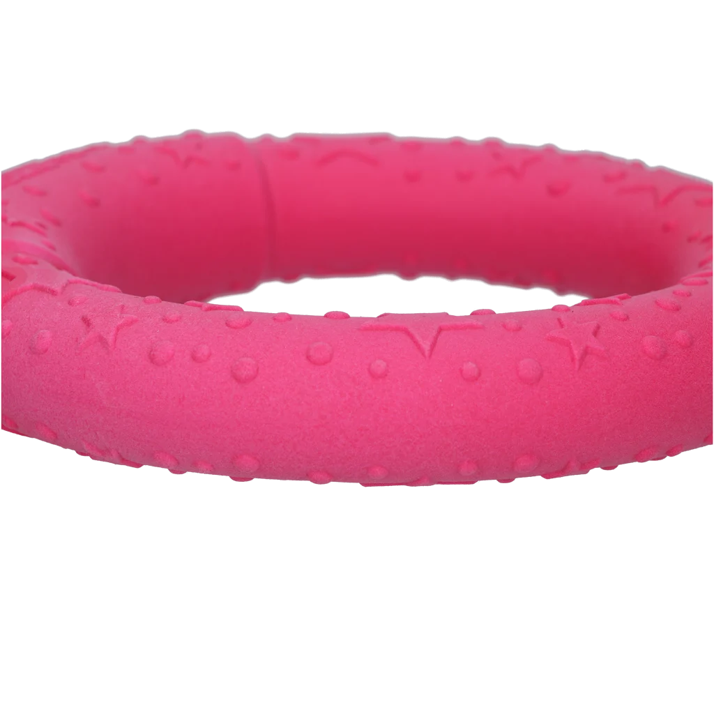 Wurfring für Hunde aus Schaumstoff, schwimmfähig, rosa, M, Ø 19 cm – Dog Comets UFO Ring – Bild 4