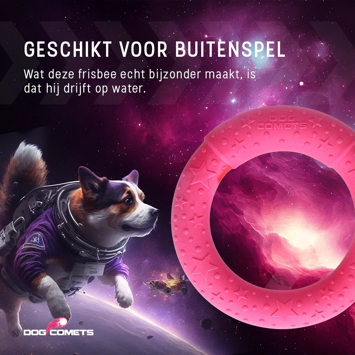 Wurfring für Hunde aus Schaumstoff, schwimmfähig, rosa, M, Ø 19 cm – Dog Comets UFO Ring – Bild 5