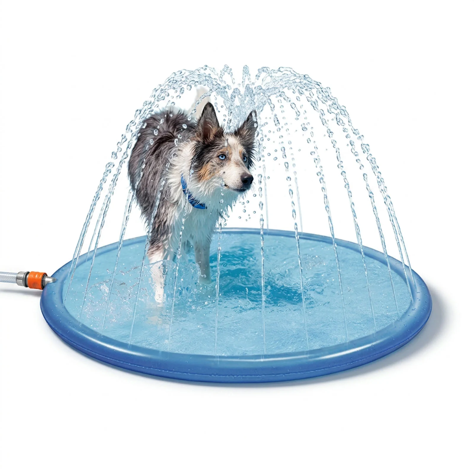 Sprinklermatte für Hunde mit Gartenschlauchanschluss, M 150 cm – Coolpets Splash Sprinkler Pad – Bild 1