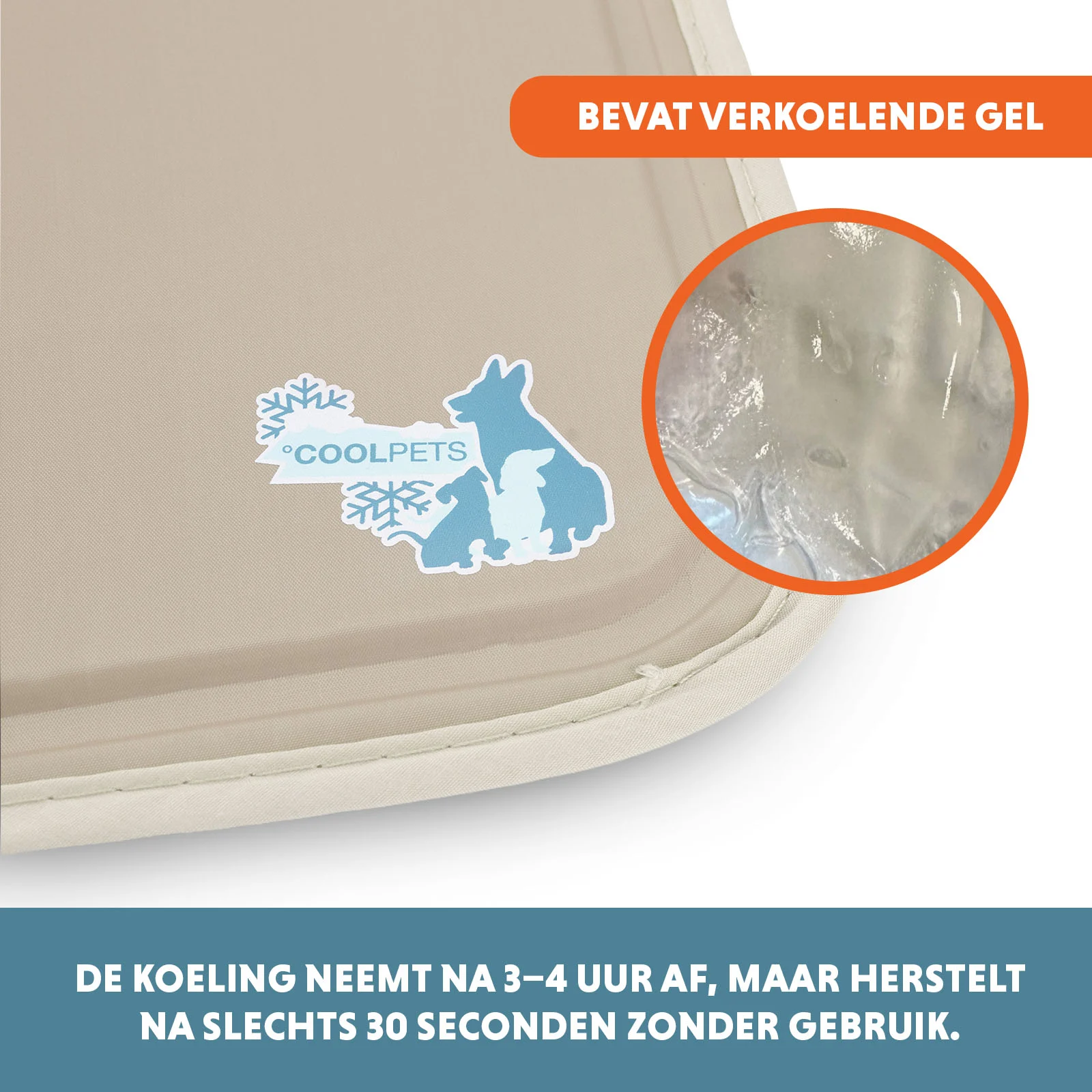 Kühlmatte für Hunde mit fester Gelmasse, Beige, L, 90 x 60 cm – Coolpets Gel Cooling Mat – Bild 3