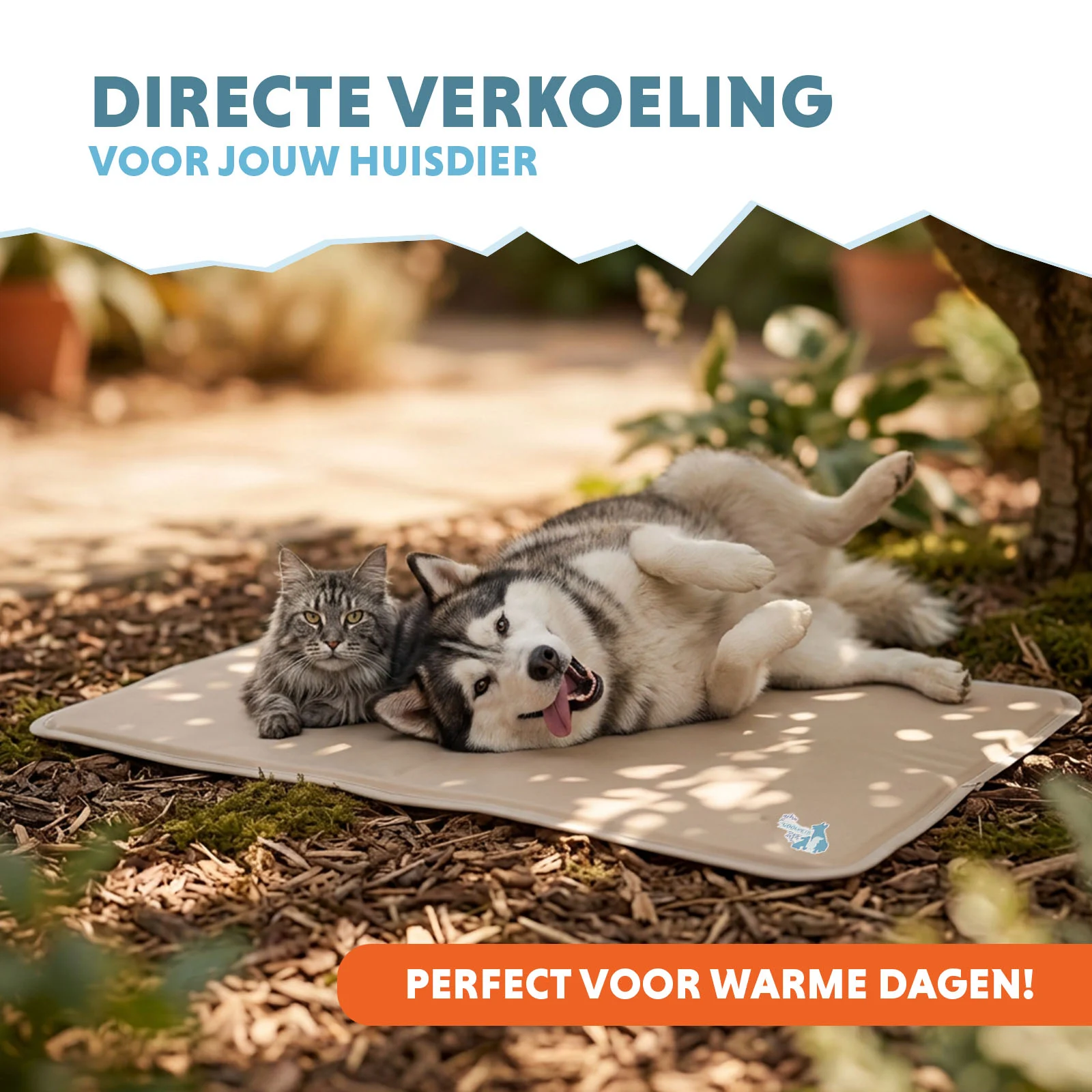 Kühlmatte für Hunde mit festem Gel, Beige, XL 120 x 70 cm – Coolpets Gel Cooling Mat – Bild 2