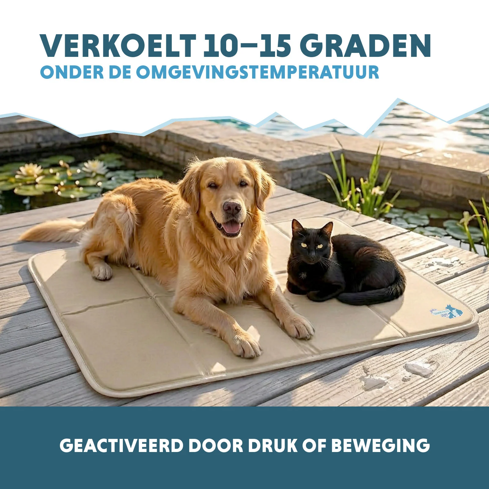 Kühlmatte für Hunde mit festem Gel, Beige, XL 120 x 70 cm – Coolpets Gel Cooling Mat – Bild 4