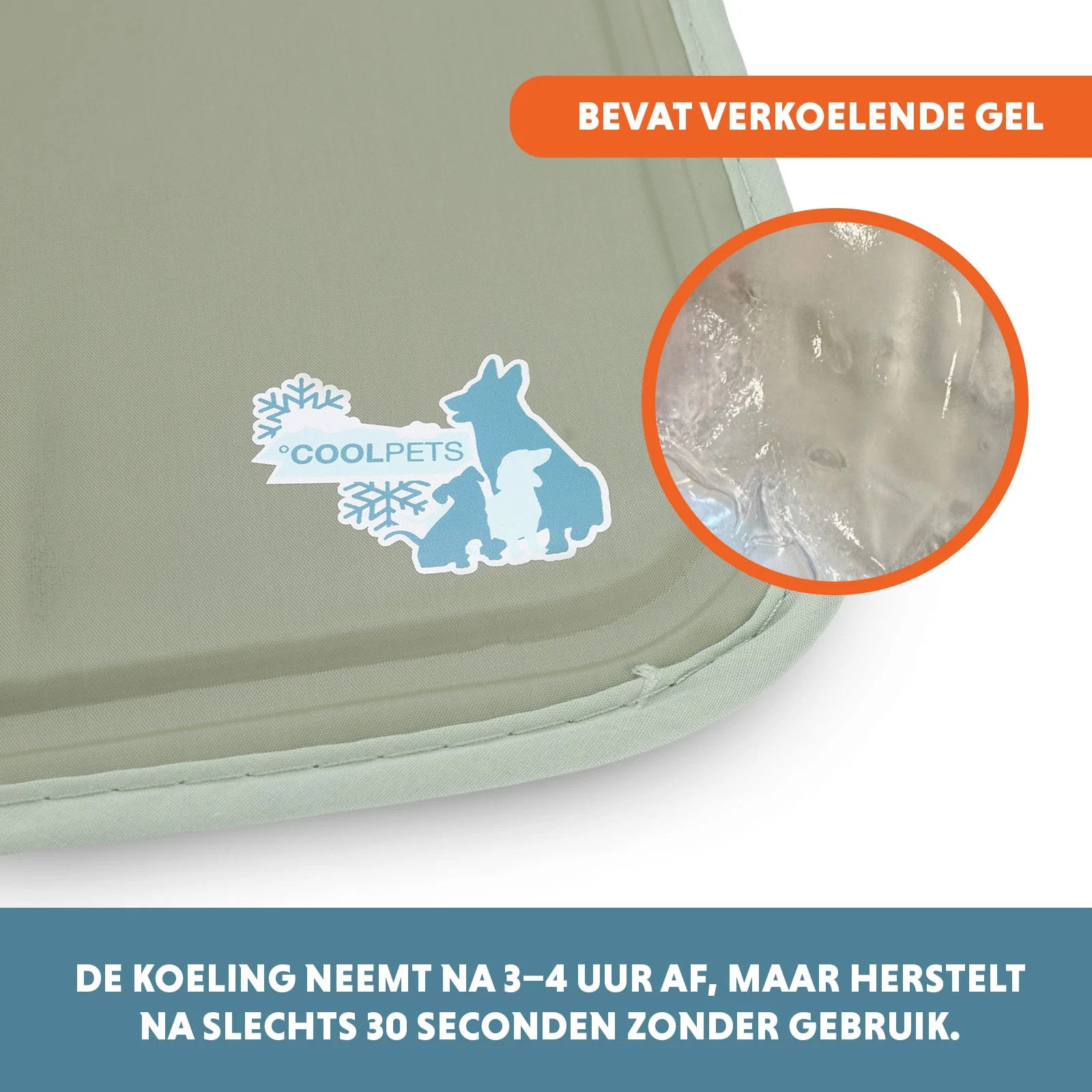 Kühlmatte für Hunde mit festem Gel, Olivgrün, XL 120 x 70 cm – Coolpets Gel Cooling Mat – Bild 3