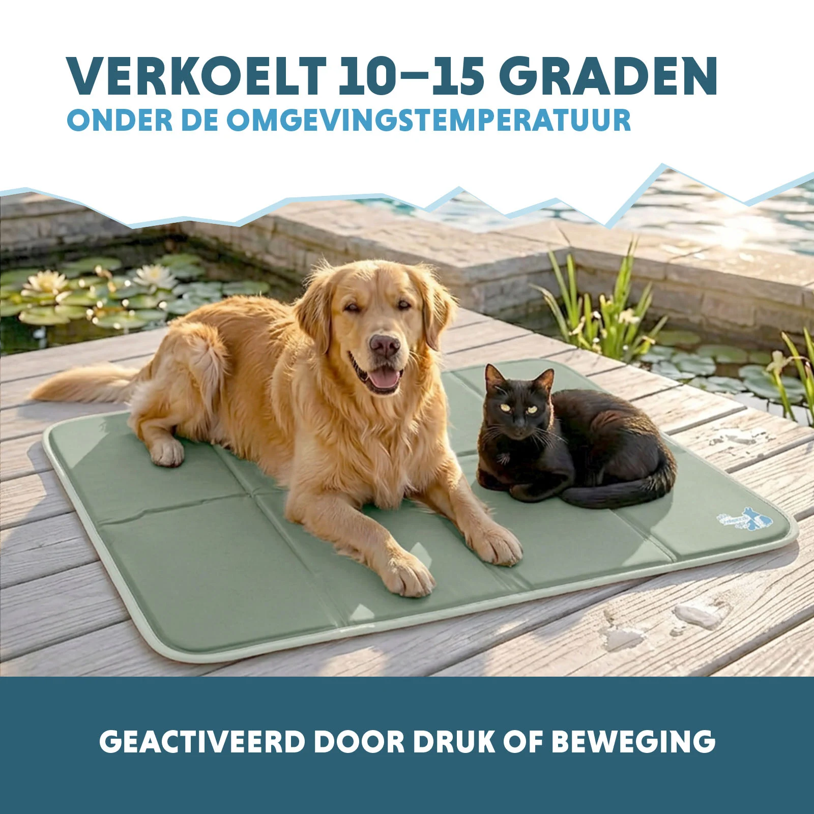 Kühlmatte für Hunde mit festem Gel, Olivgrün, XL 120 x 70 cm – Coolpets Gel Cooling Mat – Bild 4