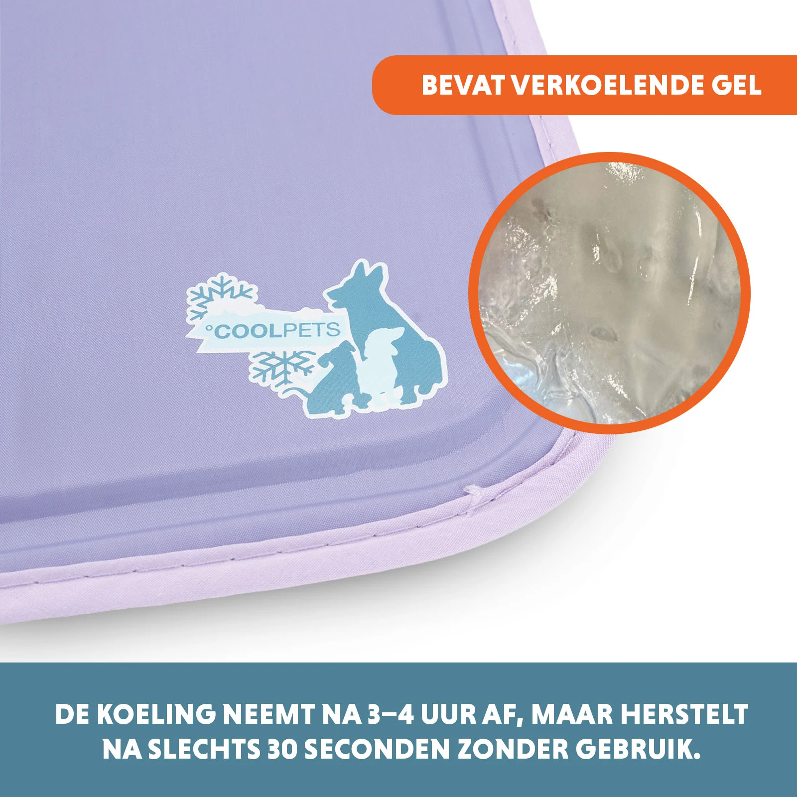 Kühlmatte für Hunde mit festem Gel, Lila, XL 120 x 70 cm – Coolpets Gel Cooling Mat – Bild 3