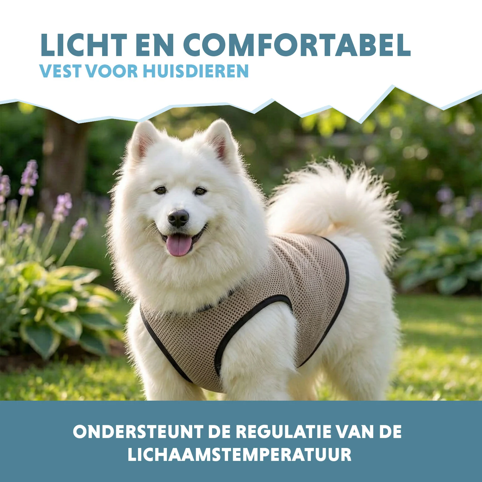 Kühlweste für Hunde, wasseraktiviert, L, Rückenlänge 35 cm – Coolpets Cooling Vest – Bild 4