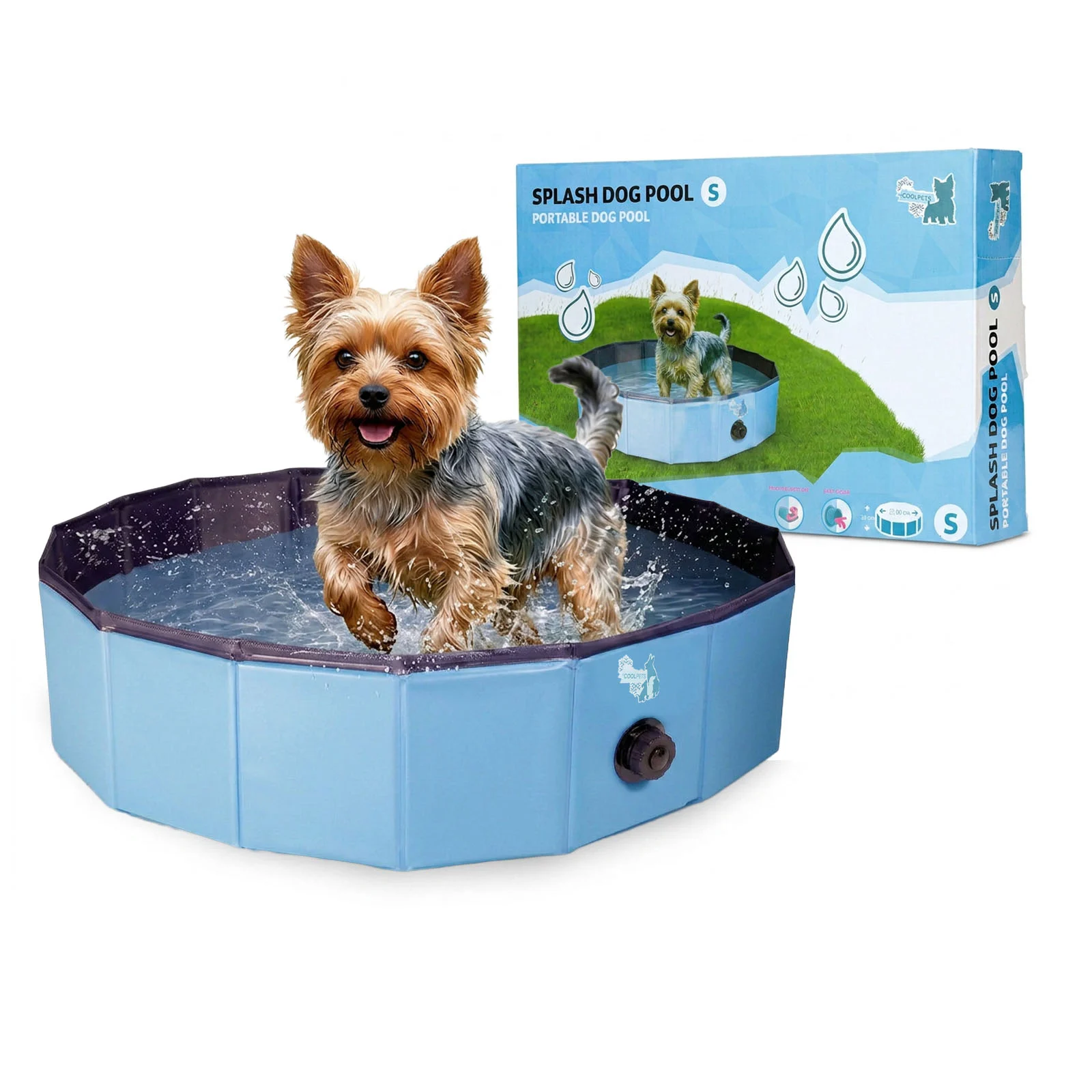 Hundepool mit rutschfestem Boden, faltbar, ø 80 x 20 cm – Coolpets Splash Dog Pool – Bild 1