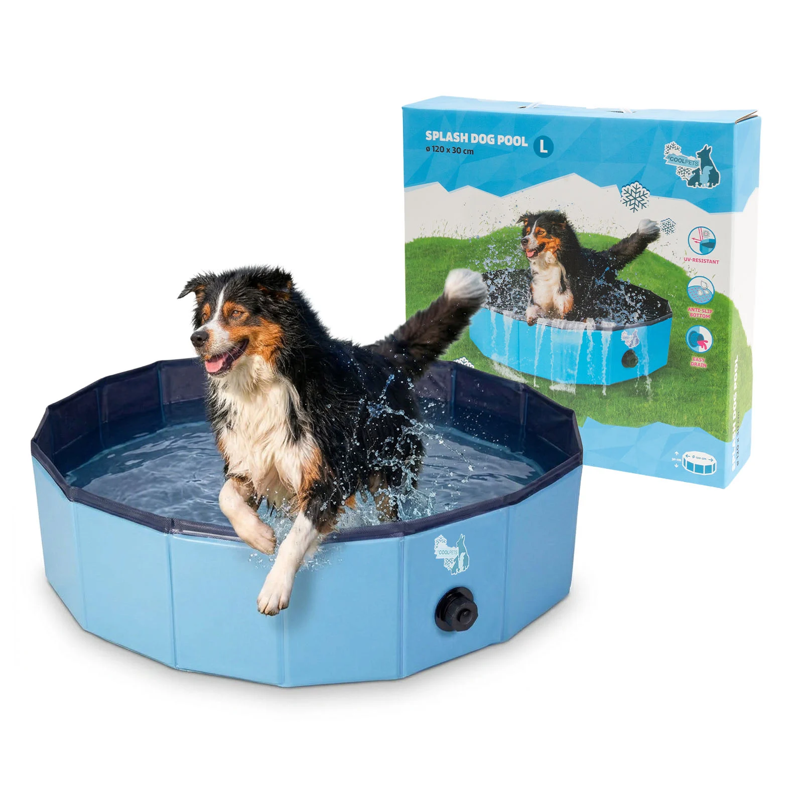 Hundepool mit rutschfestem Boden, faltbar, ø 120 x 30 cm – Coolpets Splash Dog Pool – Bild 1