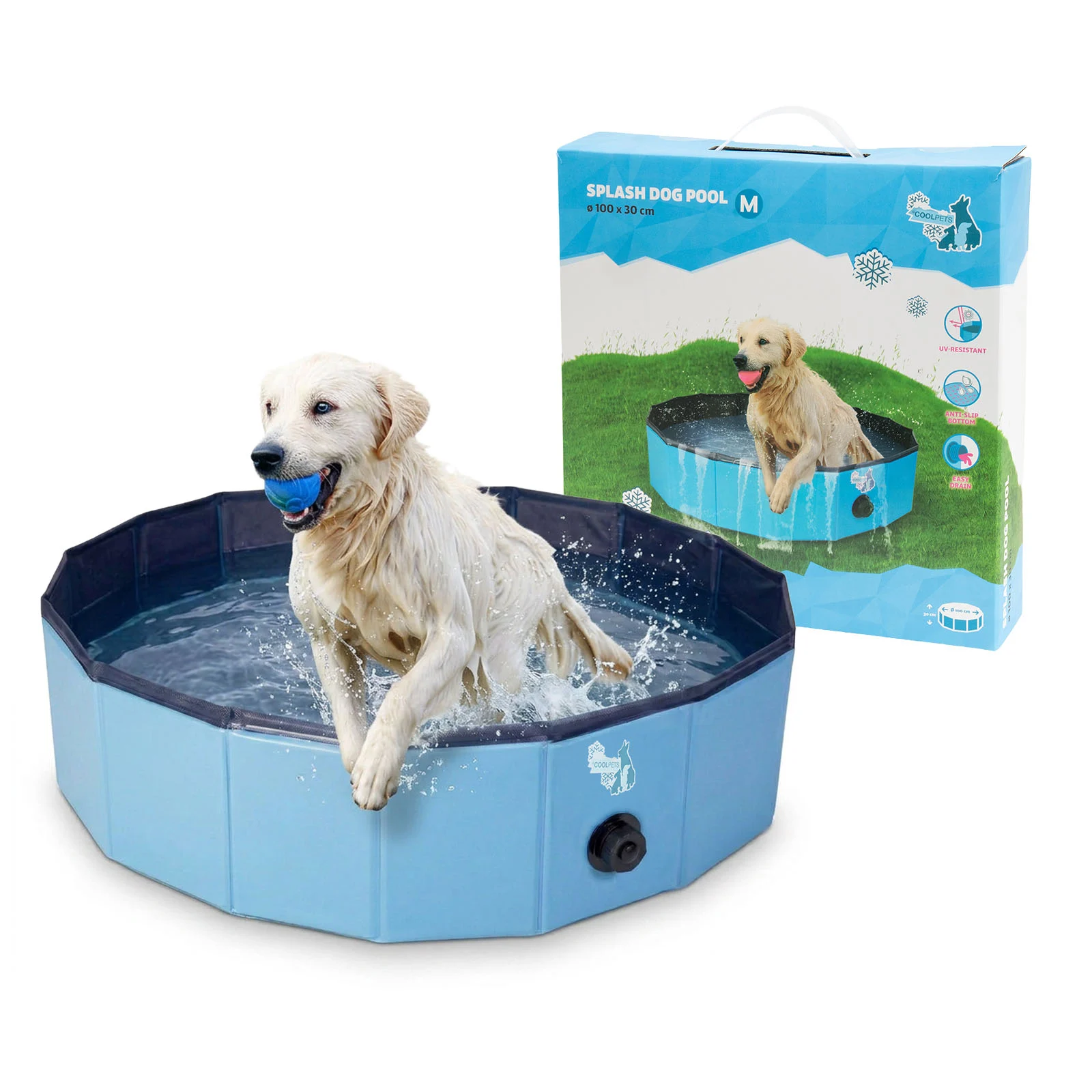 Hundepool mit rutschhemmendem Boden, faltbar, ø 100 x 30 cm – Coolpets Splash Dog Pool – Bild 1