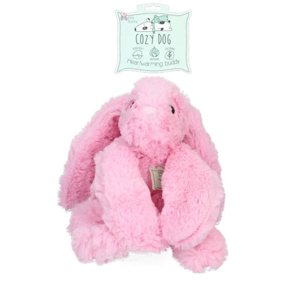 Hundeplüschtier Hase mit Herzschlag und Wärmesäckchen, Rosa, 30 x 20 cm – Cozy Dog Bunny