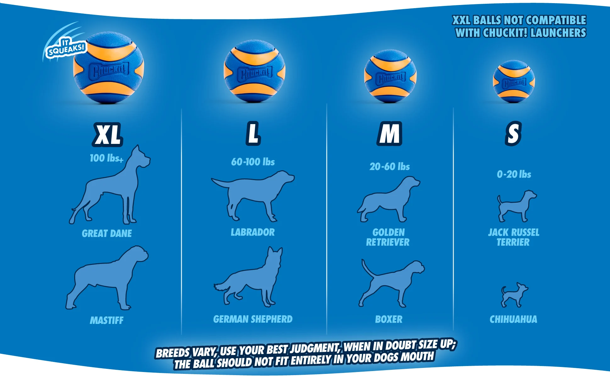 Hundeball aus Gummi mit Quietscher S, ø 5 cm, 2 Stück – Chuckit! Ultra Squeaker Ball – Bild 3