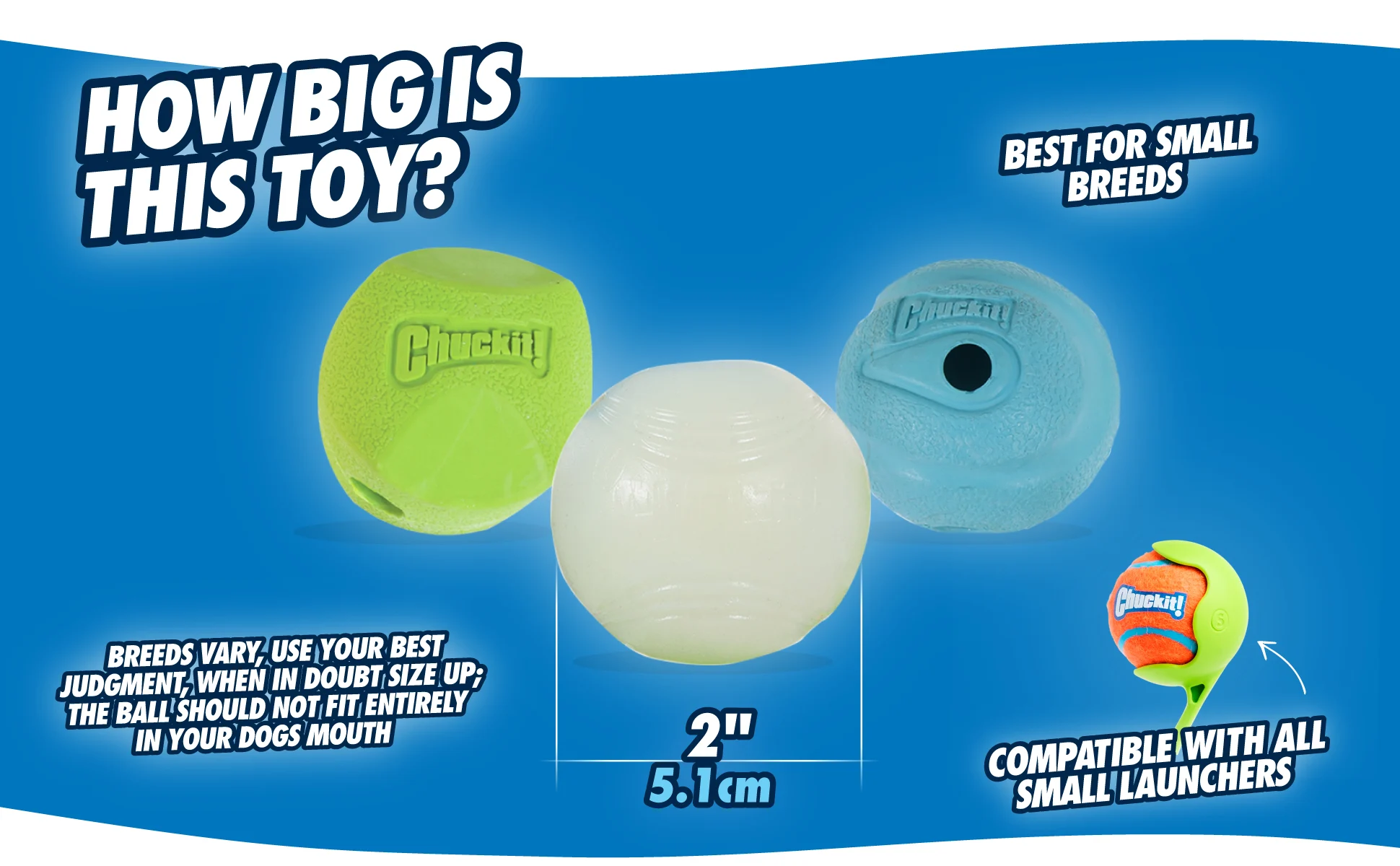 Hundebälle mit Licht und Geräusch, 3 Stück, Ø 5 cm – Chuckit! Fetch Medley S – Bild 4