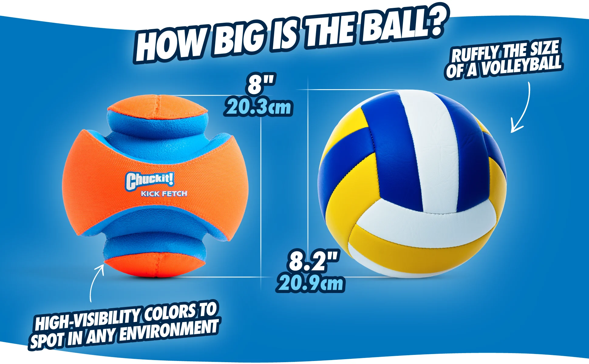 Fußball für Hunde mit Gummigriffen, Ø 19 cm – Chuckit! Kick Fetch Dog L – Bild 6
