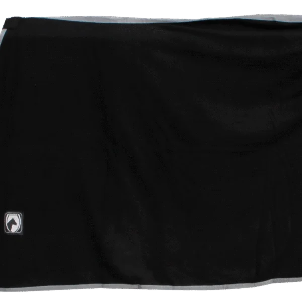 Abschwitzdecke aus Fleece mit Clipverschluss, Schwarz mit grauer Einfassung, 135/185 cm
