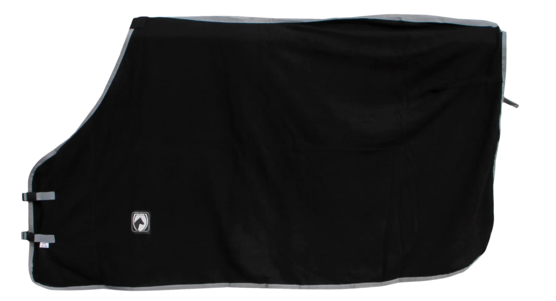 Abschwitzdecke aus Fleece mit Clipverschluss, Schwarz mit grauer Einfassung, 135/185 cm – Bild 1