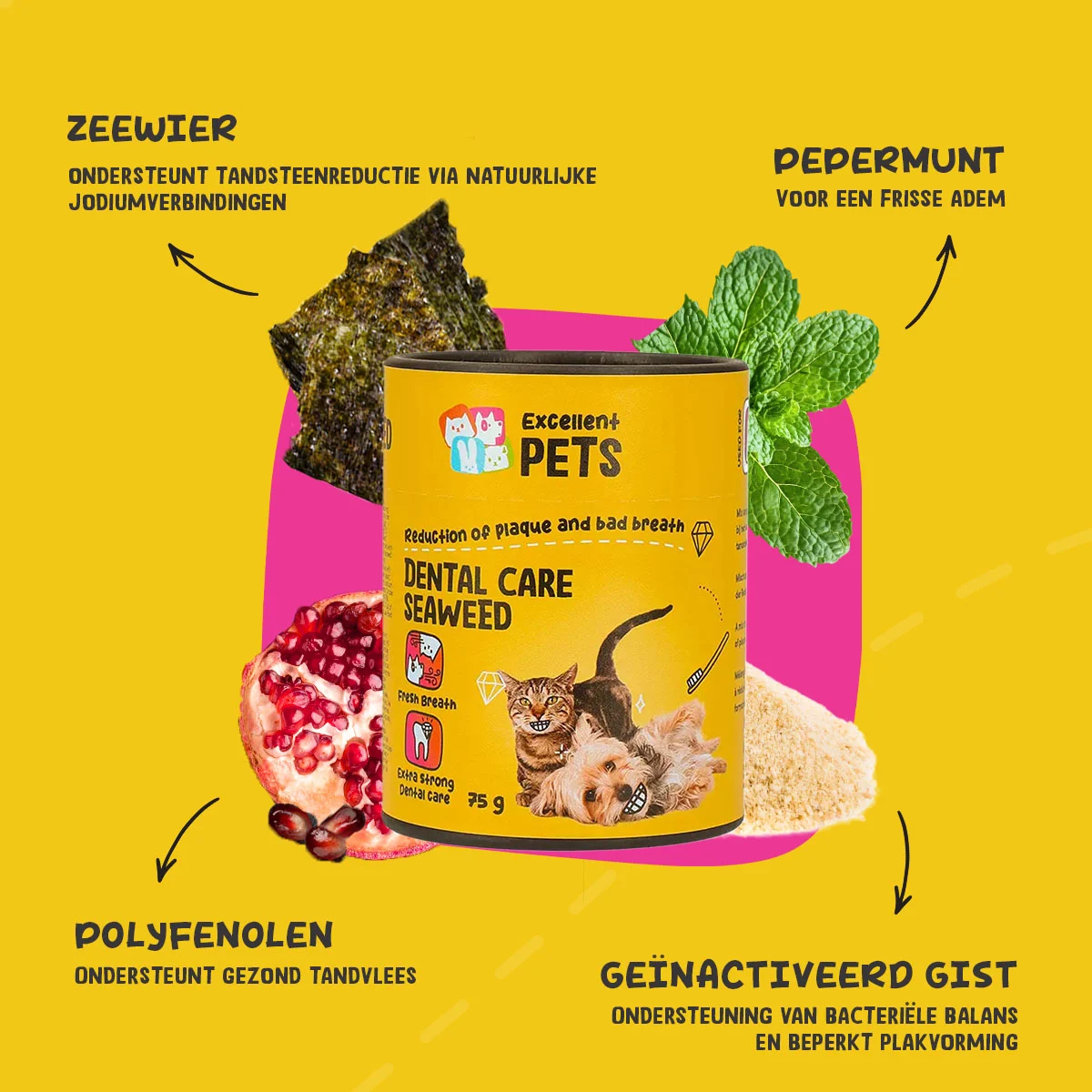 Zahnpflege Ergänzungsfuttermittel für Hunde und Katzen, 75 g – Excellent Pets Dental Care Seaweed – Bild 5